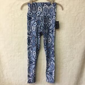 ONZIE Blue Pattern High Waist Basic Midi Leggings